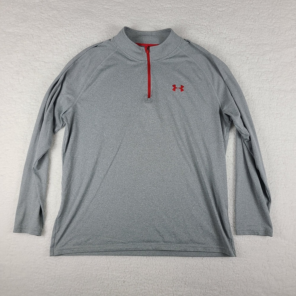 Under Armour Sweater Mens‎ XL Gray Quarter Zip Performance Loose Heatgear